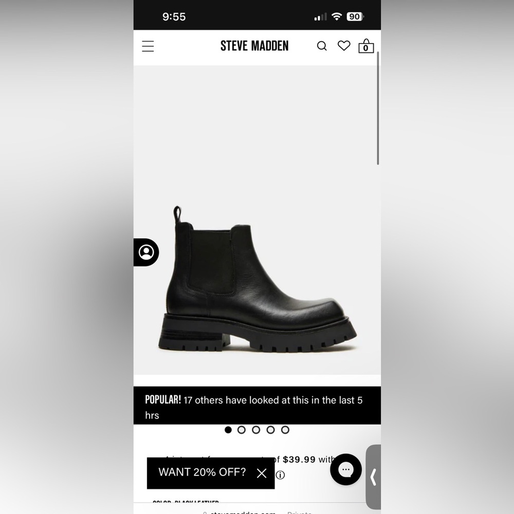 Steve Madden Black Booties (size: 8.5)
